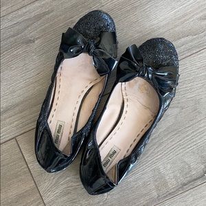 Miu Miu Patent Leather Bow Flats